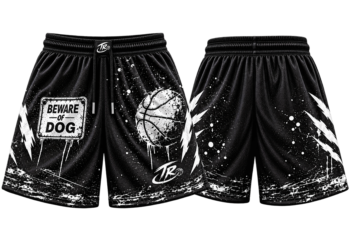 TR™ Beware of Dog Performance Basketball Shorts — Black/White