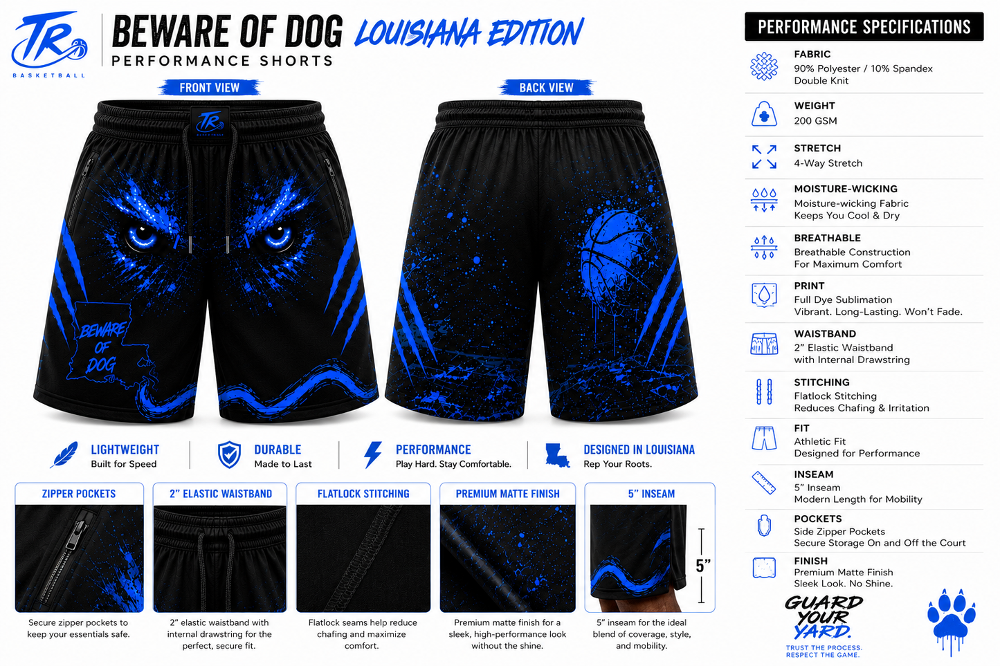 Beware of Dog™ Basketball Shorts – Louisiana Edition